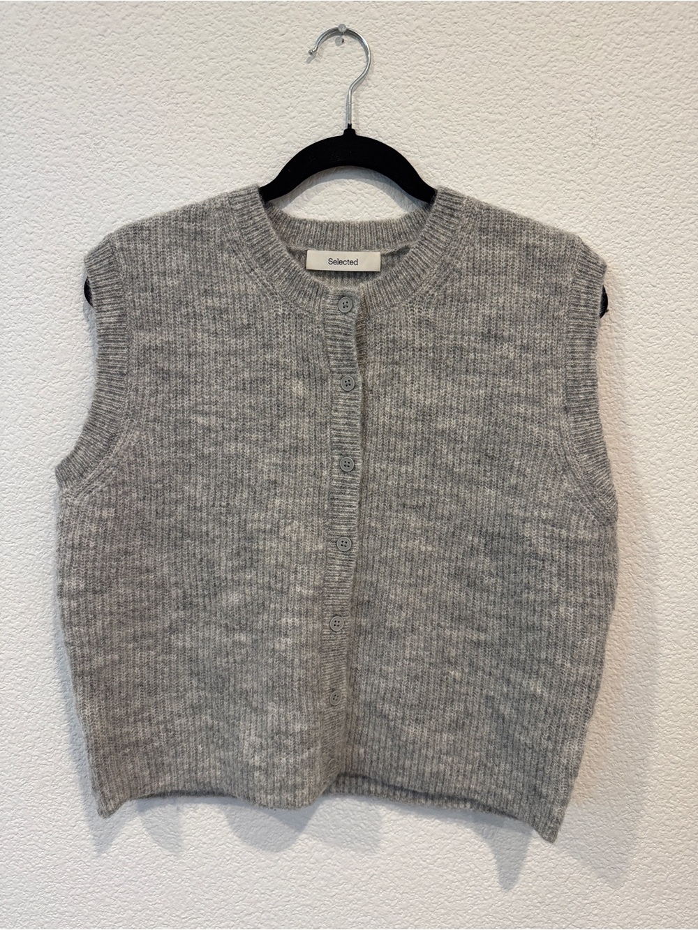 Selected wool blend cropped sweater vest